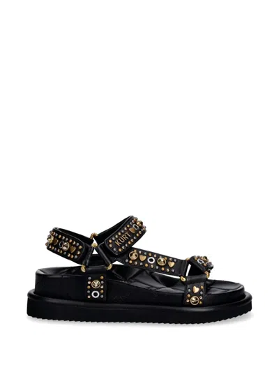 Kurt Geiger Orson Quilted Stud-embellished Sandals In Black