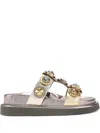 Kurt Geiger Leather Orson Crystal Sandals In Gold
