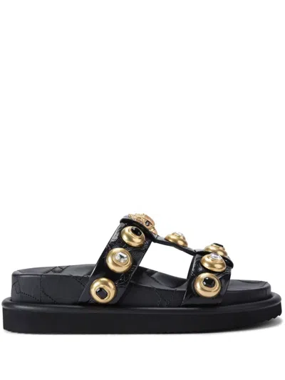 Kurt Geiger Orson Studded Leather Sandals In Black