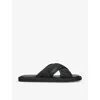 KURT GEIGER KURT GEIGER LONDON MEN'S BLACK OWEN CROSSOVER-STRAP FLAT RAFFIA SANDALS