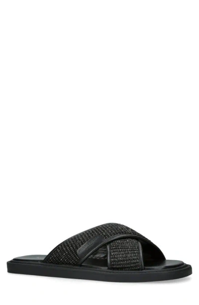 Kurt Geiger Owen Raffia Slide Sandal In Black