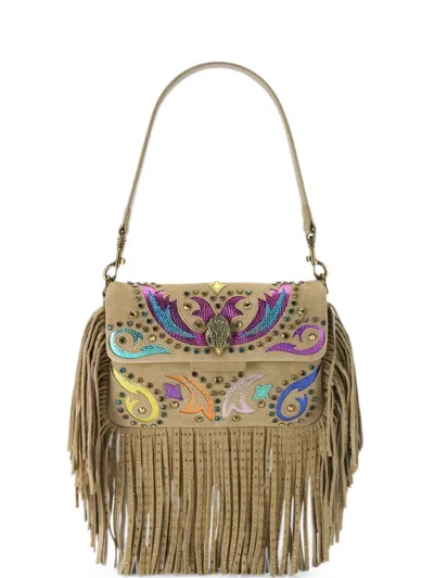 Kurt Geiger Oxford Fringe Small Leather Shoulder Bag In Multi