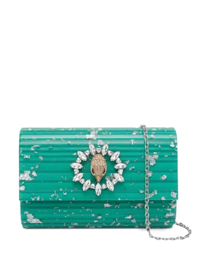 Kurt Geiger Party Eagle-embellishment Clutch Bag In Green