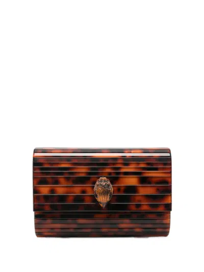 Kurt Geiger Party Eagle Tortoiseshell-effect Mini Clutch Bag In Brown