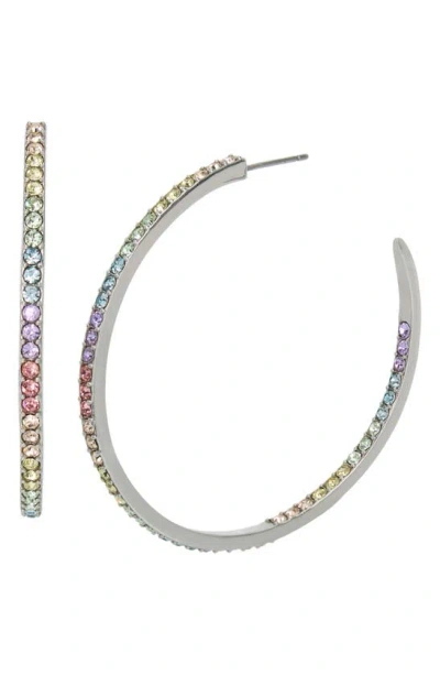 Kurt Geiger Pastel Crystal Inside Out Hoop Earrings In Multi/silver