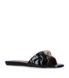 Kurt Geiger Kensington Eagle-embellished Quilted Patent-leather Mules In Black