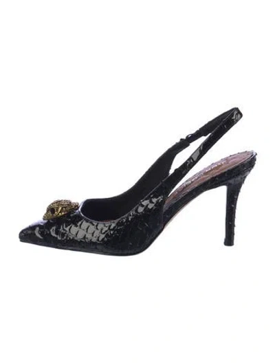 Pre-owned Kurt Geiger Patent Leather Animal Print Slingback Pumps In Blue