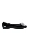 Kurt Geiger Patent Leather Mini Eagle Bow Ballet Flats In Black