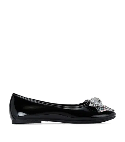 Kurt Geiger Kids' Patent Leather Mini Eagle Bow Ballet Flats In Black