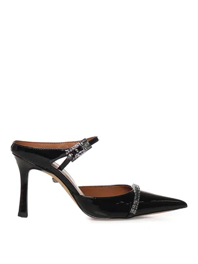 Kurt Geiger Patent Leather Mule With Crystals In Black