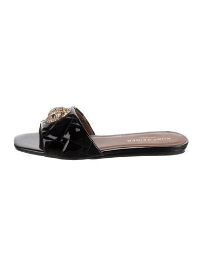 Pre-owned Kurt Geiger Patent Leather Slides In Black