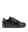 Kurt Geiger Patent Leather Southbank Tag Sneakers In Black