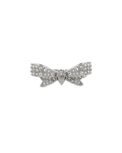 Kurt Geiger Pave Eagle Head Bow Statement Ring In Silver