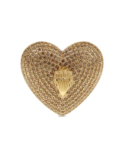 Kurt Geiger Pave Eagle Head Heart Pin In Gold