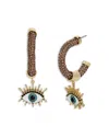 KURT GEIGER PAVE EVIL EYE CHARM C HOOP EARRINGS IN GOLD TONE