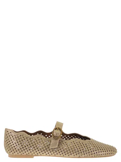Kurt Geiger London Perforated Ballerina In Brown