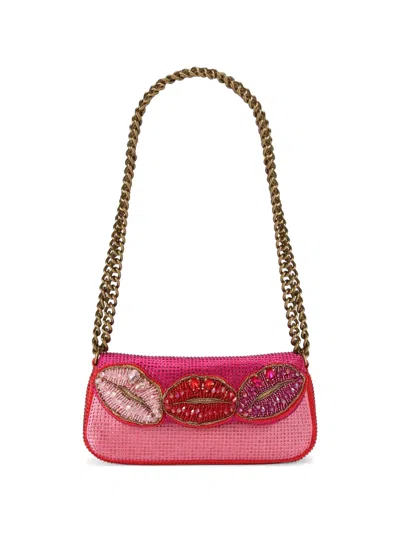 Kurt Geiger Pickle Crystal-embellished Shoulder Bag In Red