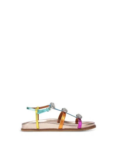 Kurt Geiger London Pierra Micro Bow Ankle Strap Sandal In Metallic Multi
