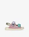 Kurt Geiger London Girls Pink Comb Kids Mini Orson Quilted Metallic-woven Sandals In Pink