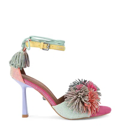 KURT GEIGER POM-POM ANKLE TIE HEELED SANDALS