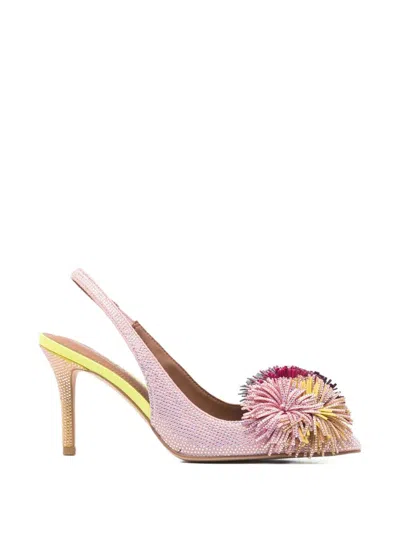 Kurt Geiger Pom Pom Sling Back Suede Leather In Multi