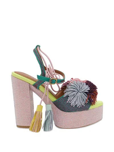 Kurt Geiger Pom Pom-tie Platform Sandals In Green