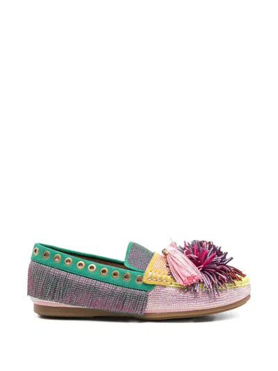 Kurt Geiger Pompom Tassel Loafers In Multi