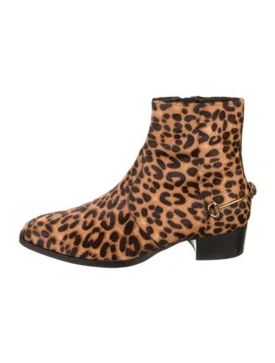 Pre-owned Kurt Geiger Ponyhair Animal Print Boots In Brown