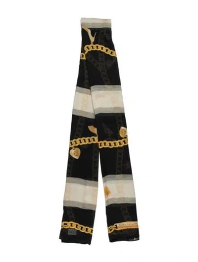 Pre-owned Kurt Geiger Printed Scarf W/ Tags In Black