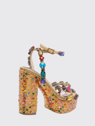Kurt Geiger London Kensington Platform Sandal In Laminated Leather With Embroidered Sequins And Rhin In Multi