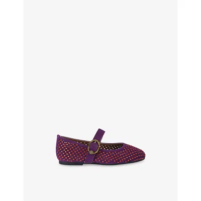 Kurt Geiger Purple Kids' Mini Mayfair Suede Ballet Flats Eur 32 / 13 Uk