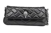 Kurt Geiger Quilted Black Handbag With Decorative Clasp And Chain Strap In Gray