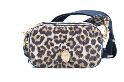 Kurt Geiger Quilted Brown Handbag With Leopard Print Accents In Gray