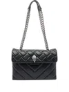 Kurt Geiger Quilted Calf Leather Shoulder Bag With Distinctive Silver Clasp In Black