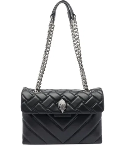 Kurt Geiger Quilted Calf Leather Shoulder Bag With Distinctive Silver Clasp In Black
