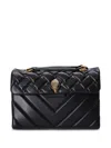 Kurt Geiger Quilted Calf Leather Shoulder Bag With Gold-tone Clasp In Black