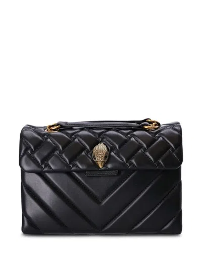 Kurt Geiger Quilted Calf Leather Shoulder Bag With Gold-tone Clasp In Black