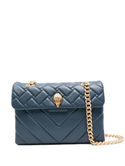 Kurt Geiger Quilted-chevron Chain-strap Cross Body Bag In Blue