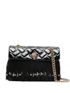Kurt Geiger Quilted-design Fringed Shoulder Bag In Black