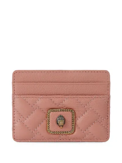 Kurt Geiger Quilted Eagle Card Holder In Purple