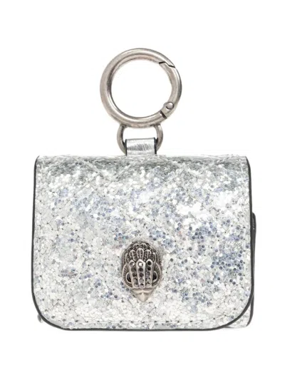 Kurt Geiger Quilted Glitter Airpods Case In Silver