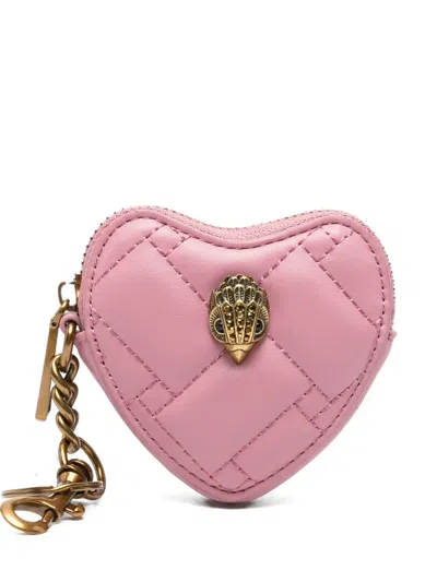 Kurt Geiger Quilted Heart Bag Charm In Pink