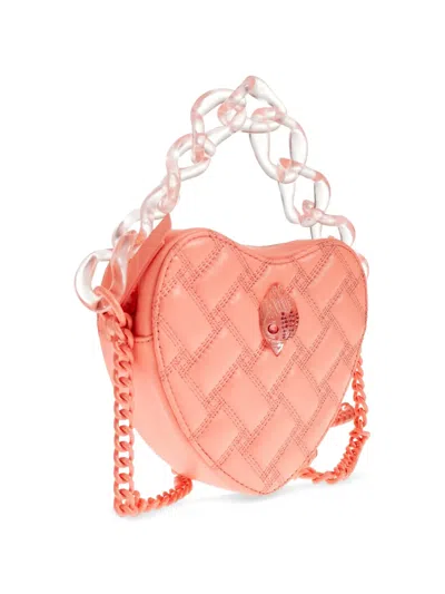 Kurt Geiger Quilted Heart-shape Mini Bag In Orange