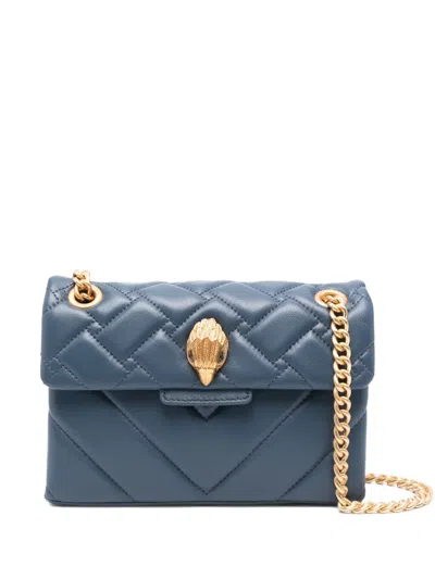 Kurt Geiger Quilted Logo-plaque Crossbody Bag In Blue