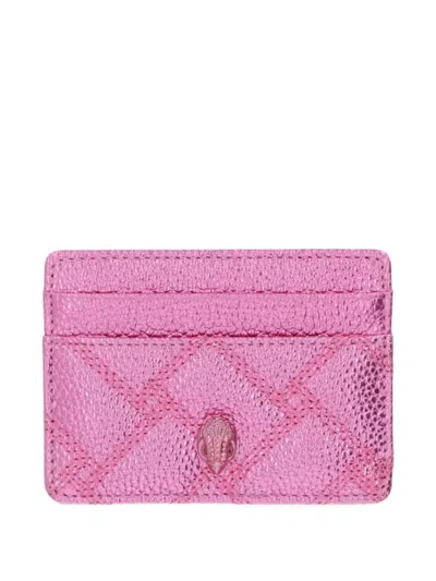 Kurt Geiger Quilted Metallic Cardholder In Pink
