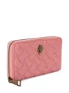 Kurt Geiger Quilted Zip-around Wallet In Pink