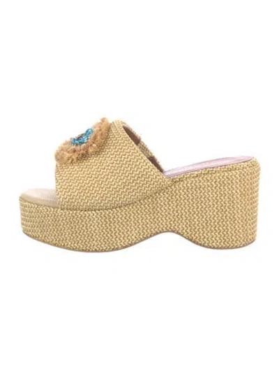 Pre-owned Kurt Geiger Raffia Slides In Multicolor