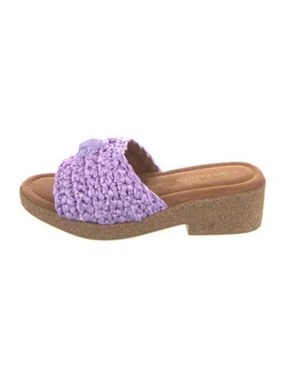 Pre-owned Kurt Geiger Raffia Slides In Purple