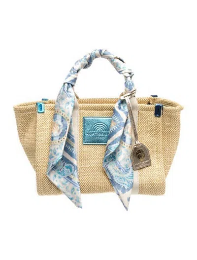 Pre-owned Kurt Geiger Raffia Tote In Neutrals