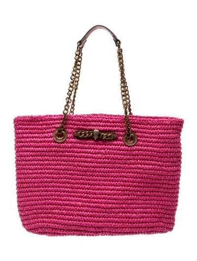 Pre-owned Kurt Geiger Raffia Tote In Pink